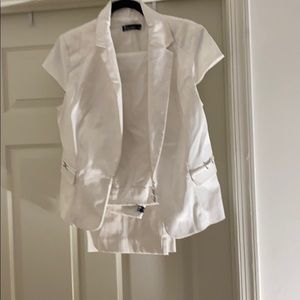 White 2 piece vest and slack suit.